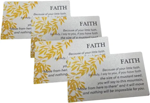 Vista 2 de Westmon Works Faith of a Mustard Seed Holy Card Pack a granel con oración de Mateo 17:20, recuerdo inspirador cristiano católico, hecho en Estados