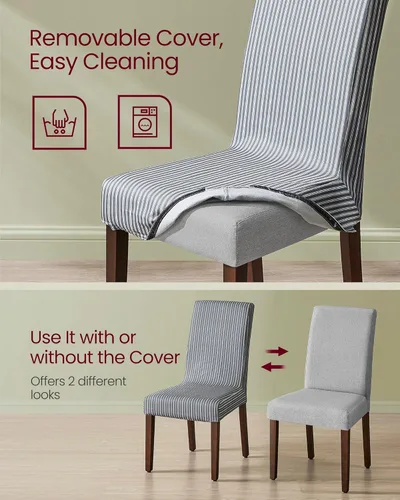 Vista 3 de VASAGLE Sillas de comedor, sillas Parsons con funda de tela extraíble, respaldo alto, para comedor y cocina, juego de 4, asiento grueso, 22.8 x 18.9