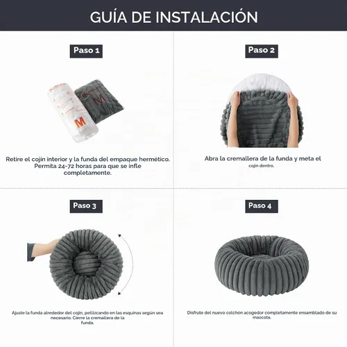 Vista 5 de Bedsure ComfyFleece® Donut - Cama para perros pequeños con funda extraíble lavable