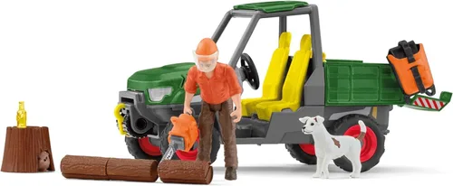 Vista 7 de Schleich Farm World - Juego de trabajo en el bosque con figura de acción, figura de perro, juguete de tractor y accesorios, juego imaginativo