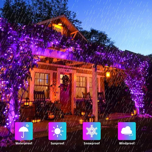 Vista 2 de JMEXSUSS Luces de Halloween moradas/250 luces LED moradas de Halloween