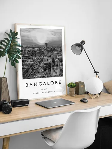Vista 3 de Impresión de pared de Bangalore, arte de pared de Bangalore, arte de la India, viaje en blanco y negro, foto de viaje 142