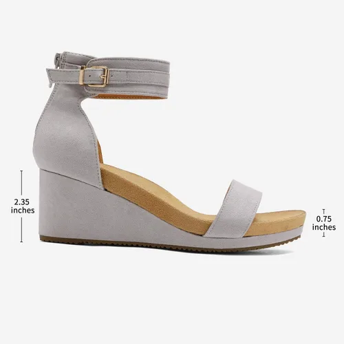 Vista 2 de Dream Pairs Sandalias de plataforma, con cuña y correa al tobillo, con hebilla y punta abierta, para mujer