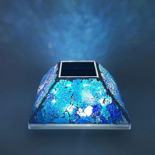 Vista 3 de SUNNYPARK 2PK Luces solares para postes con tapa de mosaico al aire libre para postes de 4x4, 3.5x3.5, lámpara de valla de cubierta de vidrio