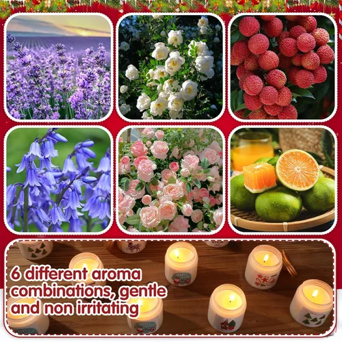 Vista 3 de MTLEE 24 velas en tarro de Navidad a granel, velas perfumadas de Navidad, velas de cera natural, de larga duración, para Navidad, regalos de boda