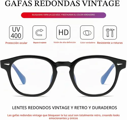 Vista 5 de AIEYEZO Retro Computer Blue Light Blocking Glasses for Men Women Fashion Round Computer Gaming Glasses
