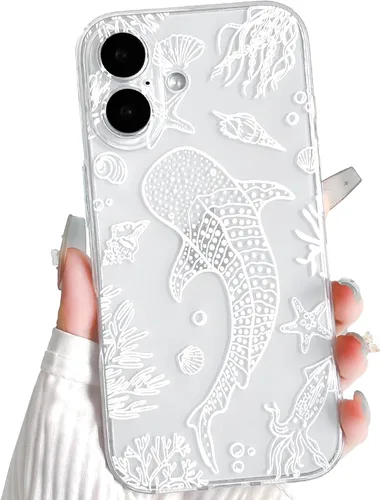 Vista 15 de NITITOP Funda para iPhone 13 Clear Sea Animal - Pez negro Pescado Negro