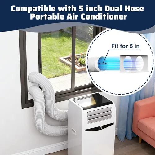 Vista 3 de Portable Air Conditioner Window Kit, AC Daul Hose Window Seal Plates Kit for Dual Hose Portable Air Conditioner with 5" Exhaust Hose, Window Vent