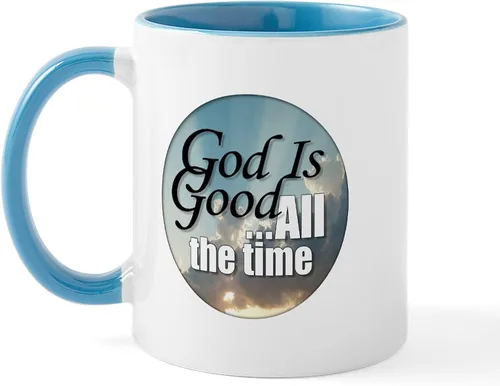 Vista 4 de CafePress Taza de café de cerámica de 11 oz (11.0 fl oz) con texto en inglés "God Is Good