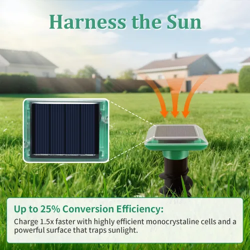 Vista 4 de Majero Repelente de Topos Alimentado por Energía Solar, Repelente Solar de Lunares Ultrasónico Impermeable IP67, Repelente de Serpientes, Disuasorio