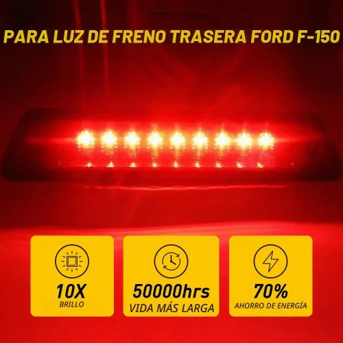 Vista 3 de 3ª luz de freno negra ahumada, compatible con Ford F150 2009-2014 (no para modelos Raptor)