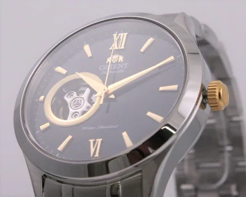 Vista 7 de Orient abierto corazón automático esfera negra reloj de los hombres FAG03002B0