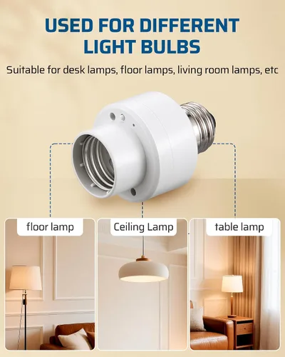 Vista 4 de DEWENWILS Toma de luz con control remoto, base E26/E27, programable y ampliable, no necesita cableado, enchufes de luz inalámbricos para dormitorio