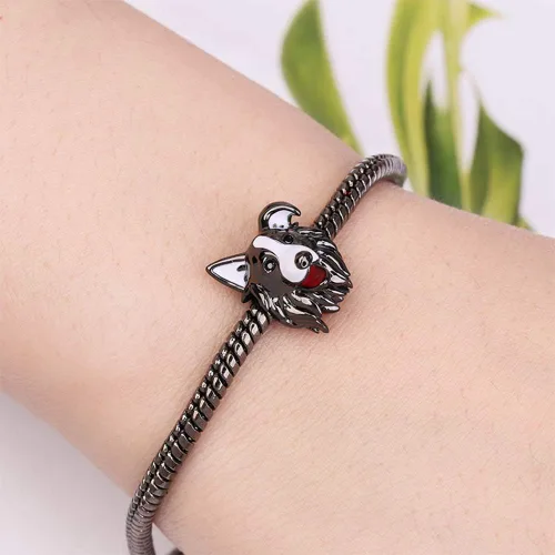 Vista 5 de GNOCE Abalorio de plata de ley para perro chapado en negro para pulsera o collar de mascotas para mujeres y niñas