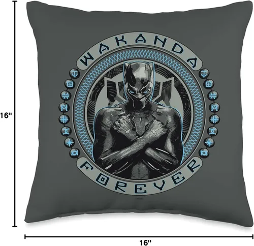 Vista 4 de Marvel Black Panther T'Challa Wakanda Forever - Almohada (16.0 x 16.0 in), multicolor