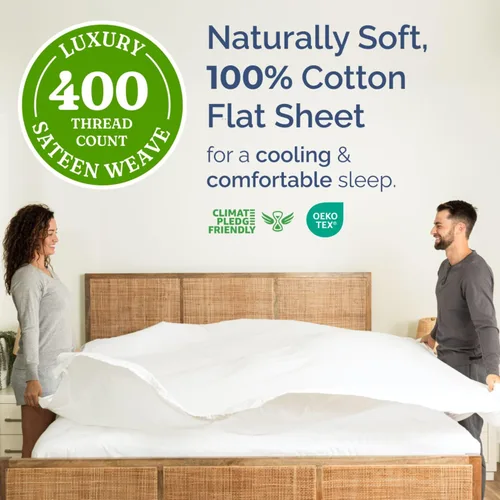 Vista 2 de Sábana encimera de 400 hilos 100% algodón, cómoda, refrescante y transpirable, solo sábana encimera superior, ropa de cama de calidad de hotel