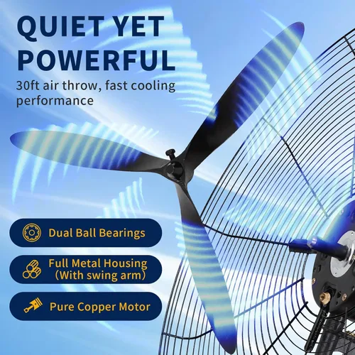 Vista 12 de 24 Inch Wall Mount Fan Oscillating, High Velocity Industrial Wall Fans