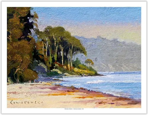 Vista 13 de Goleta Beach - Santa Barbara California - De una pintura original a color por Wade Koniakowsky - Impresión de papel mate de arte fino (sin marco)