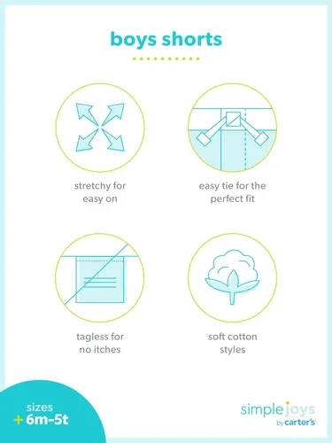 Vista 4 de Simple Joys by Carter's Pantalones cortos para niños, paquete de 2