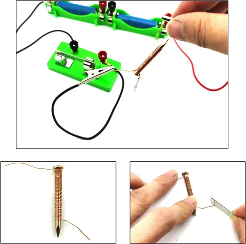 Vista 4 de EUDAX Kit de modelo de experimento de física DIY Materiales electromagnéticos Electroimán y circuito de descubrimiento de electricidad básica