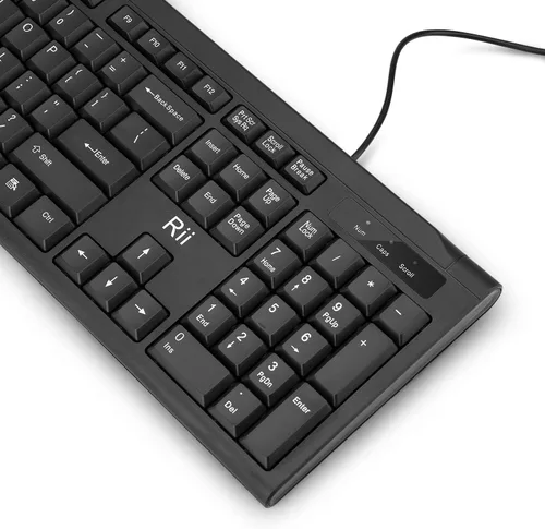 Vista 5 de Rii RK907 Teclado compacto ultrafino USB con cable para Mac y PC, Windows 10/8/7/Vista/XP (negro) (2 piezas)
