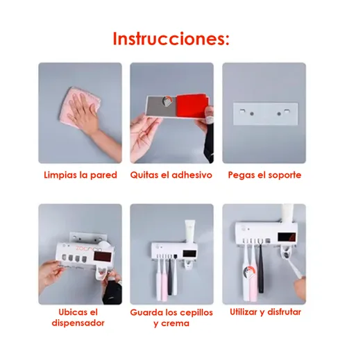 Vista 4 de Soporte De Cepillos Y Dispensador De Crema Con Esterilizador
