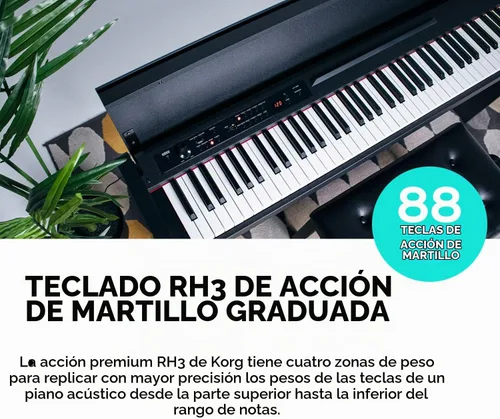 Vista 6 de Korg LP-380U - Piano digital para el hogar con teclado de 88 teclas y soporte, palisandro Rosewood