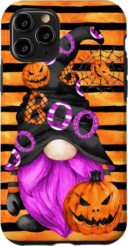 Vista 27 de iPhone 16 Halloween Gnome With Purple Beard Women Pumpkin Witchy Boo Case
