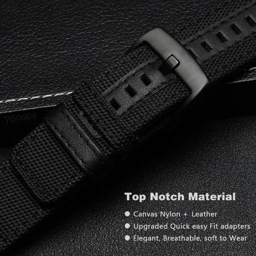 Vista 4 de Abanen Correas de reloj militar de nailon para Fitbit Versa 4 / Sense 2, conectores mejorados con tela tejida transpirable correa duradera
