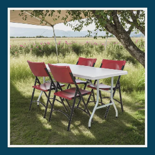 Vista 13 de OEF Furnishings Serie OEF600 Sillas plegables de respaldo alto, asiento de grado comercial de polietileno moldeado por soplado para uso en Rojo