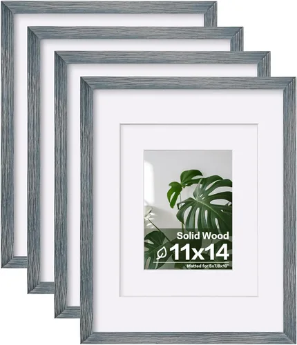 Vista 31 de Egofine - Juego de 4 portarretratos A4 de madera maciza y cubierta de plexiglás de 4 x 6/6 x 8 pulgadas con paspartú o A4 sin paspartú, para mesa
