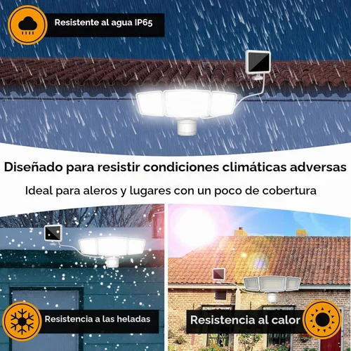 Vista 3 de Energetic - Luces solares para exteriores, 1800 lm, 192 luces LED de seguridad con sensor de movimiento con control remoto, reflector impermeable