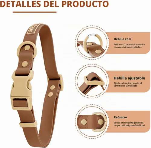 Vista 2 de Wolfone - Collar impermeable para perros con hebilla de liberación rápida, collar ajustable lindo para perros, cómodo, resistente, duradero, a