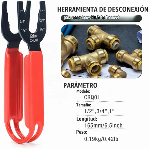 Vista 2 de iCrimp Push Fit Pinzas de desconexión para accesorios de latón de 1/2" 3/4" 1" Funciona con tubos PEX, cobre y CPVC, para entusiastas