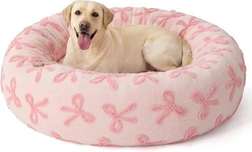 Vista 16 de JOEJOY - Cama redonda para perros pequeños con forma de dona jacquard, azul Azul nube