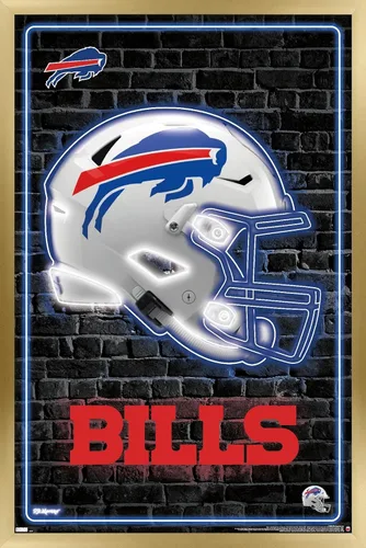 Vista 17 de NFL Buffalo Bills - Póster de pared con casco neón, 22.4 pulgadas de largo x 14.7 pulgadas de ancho, versión enmarcada de madera de granero