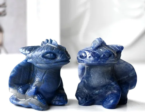 Vista 7 de Estatua de cráneo sin dientes de 2" de cristales curativos y piedras Reiki, escultura de animal tallada a mano, figuritas de dragón volador