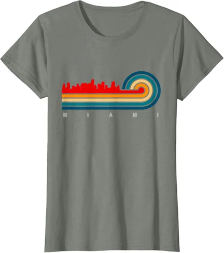 Vista 14 de Camiseta Retro City of Miami Florida, Negro