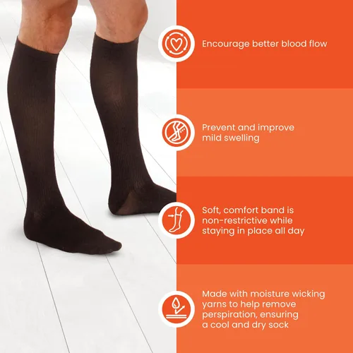 Vista 3 de Calcetines acanalados para hombre con compresión ligera (10-15mmHg)