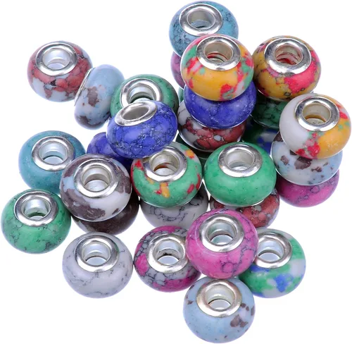 Vista 4 de rubyca Mix piedra encanto Beads Fit Europea encanto pulsera de joyas