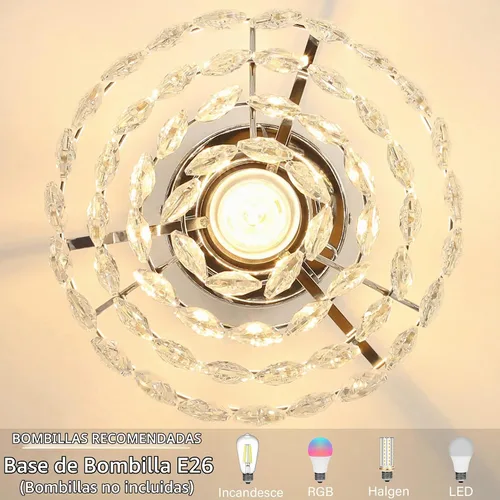Vista 5 de Luupyia Mini lámpara de techo de cristal pequeña, moderna lámpara de techo de cristal para accesorios de pasillo, lámpara de araña plateada
