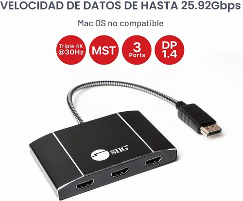 Vista 3 de SIIG Concentrador MST HDMI dual USB-C, 4K60 dual, CE-DP0Q11-S1