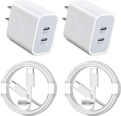 Vista 9 de Cargador de carga rápida para iPhone 17, cargador de pared USB C de doble puerto de 40 W, bloque de carga rápida con cable de carga USB C a C de 6