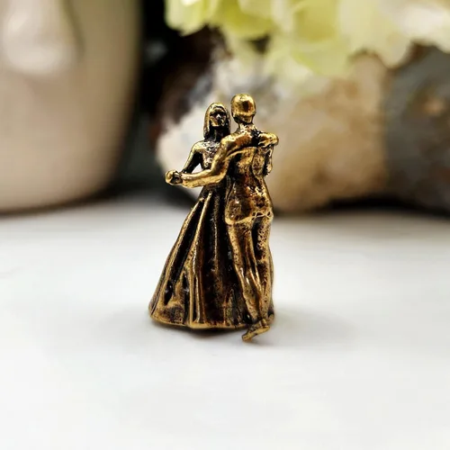 Vista 9 de Escultura en miniatura de pareja bailarina, hecha a mano, de latón, coleccionable, elegante, de pie