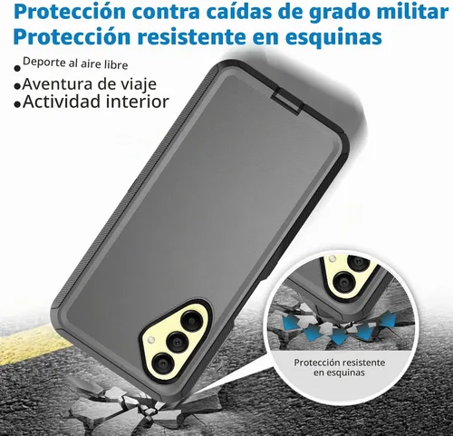 Vista 6 de Funda para Samsung Galaxy A17 5G, resistente a prueba de golpes, a prueba de polvo, 3 en 1, funda protectora resistente para Galaxy A17 5G (negro)