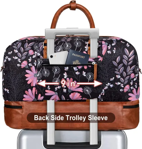 Vista 50 de IBFUN Bolsas de fin de semana para mujer, bolsa grande de lona para viaje, bolsa de viaje con compartimento para zapatos, 21 pulgadas, juego de 3