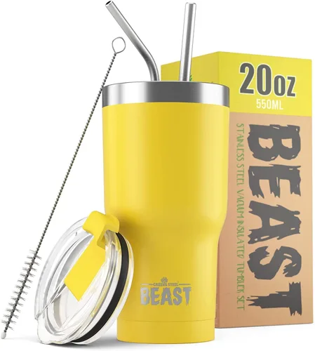 Vista 36 de Beast Vaso de 10 oz de Acero Inoxidable con Aislamiento al Vacío para Café y Hielo de Doble Pared Termo de Viaje (Blanco Ártico)