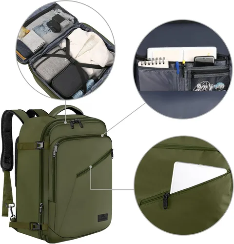 Vista 110 de MATEIN - Mochila de viaje extragrande de 10.56 galones, mochila de viaje ampliable apta para aerolíneas, para viajeros de fin de semana, hombres