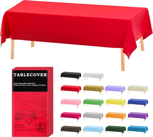 Vista 12 de D&Z Paquete de 6 manteles de plástico desechables color negro de 54 x 108