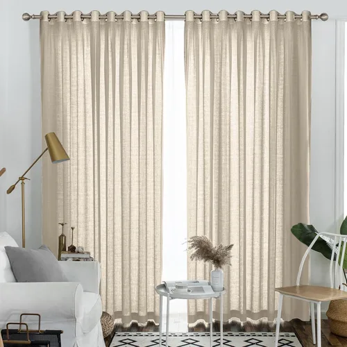 Vista 18 de Melodieux Cortinas Semitransparentes Negras de 63 Pulgadas de Largo para Ventanas Pequeñas de Sala de Estar y Dormitorio con Aspecto de Lino Rústico